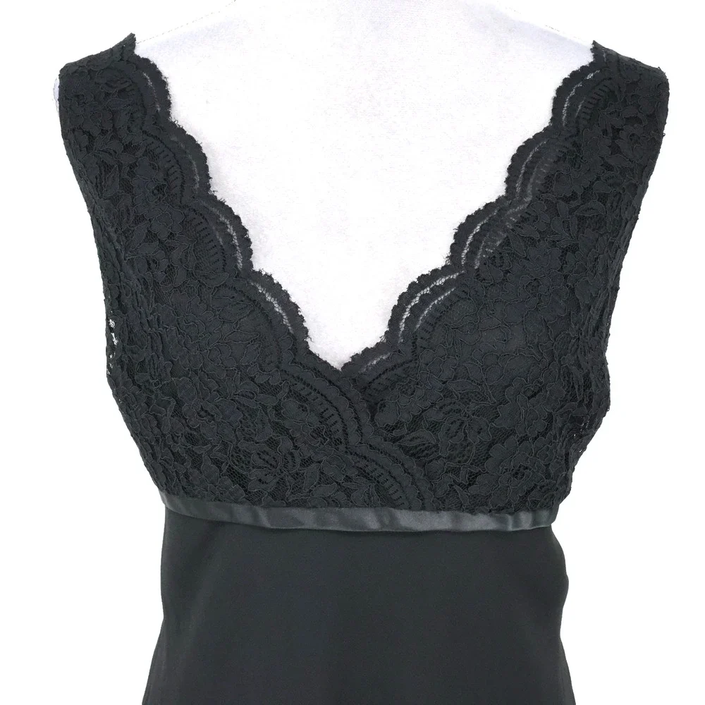 Jones Wear Dress Womens 16 Black Lace Bodice Chiffon Skirt Side Zip Lined Party - Picture 7 of 12